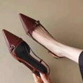 French chic pointed-toe patent leather closed-toe sandals - 2025 new collection, ethereal style, retro versatile stiletto heel, open back sandals