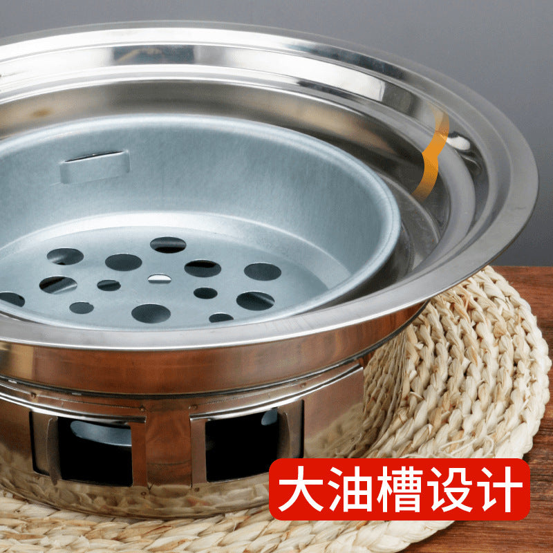 wholesale korean bbq grill with grill pan and grill net, household outdoor portable grill, charcoal fire bbq pot, barbecue grill