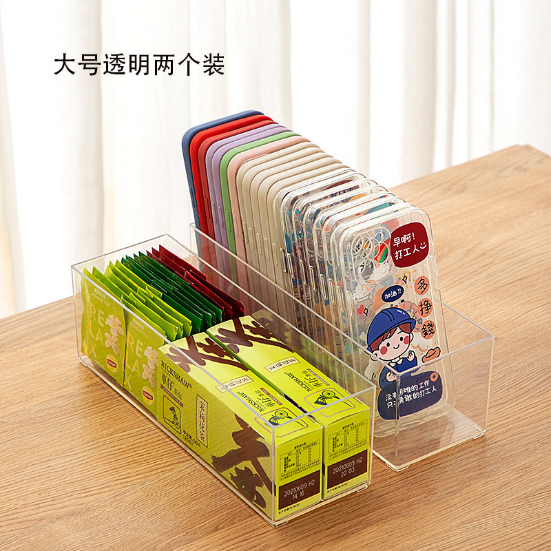 Office coffee tea bag desktop storage box transparent plastic sundries stationery cosmetics mobile phone case storage box