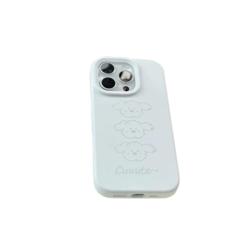 Simple drawing of three puppies printing suitable for apple 17pro glutinous rice shell korean iphone18 mobile phone protective case