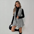 Aliexpress new arrival: women's elegant commute style tweed vest & midi skirt two-piece set (cross-border e-commerce)