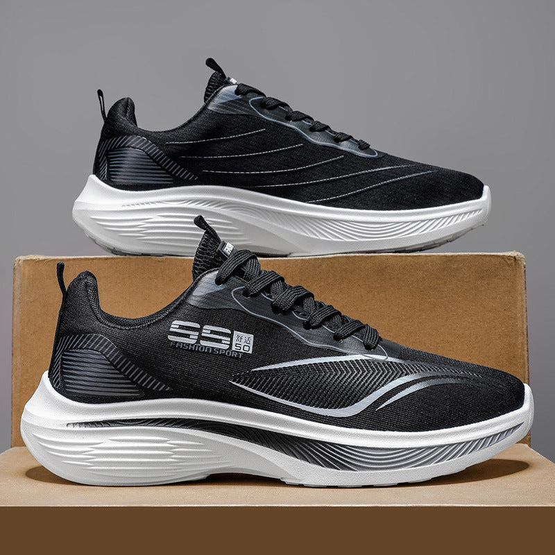 Summer men's new ice silk mesh breathable running shoes ultra-light thick sole trendy casual athletic sneakers