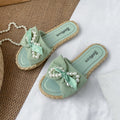 New women's summer slippers - korean style, wearable outdoors, pearl & bowknot flower beach sandals, women's ins flat slippers