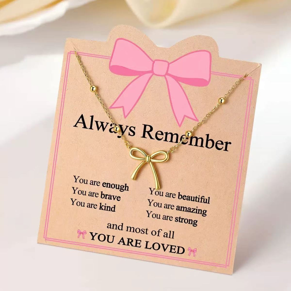 amazon hot-selling fashionable minimalist bow pendant necklace for women, stainless steel light luxury clavicle chain