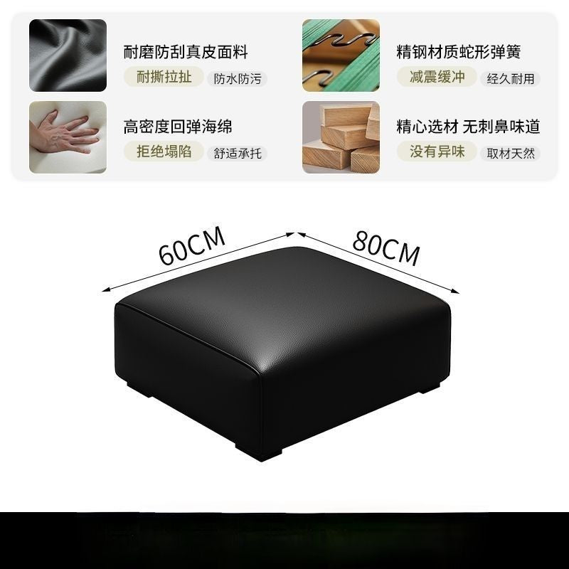New arrival big black cow sofa italian normcore modern casual living room genuine leather tofu block straight latex sofa