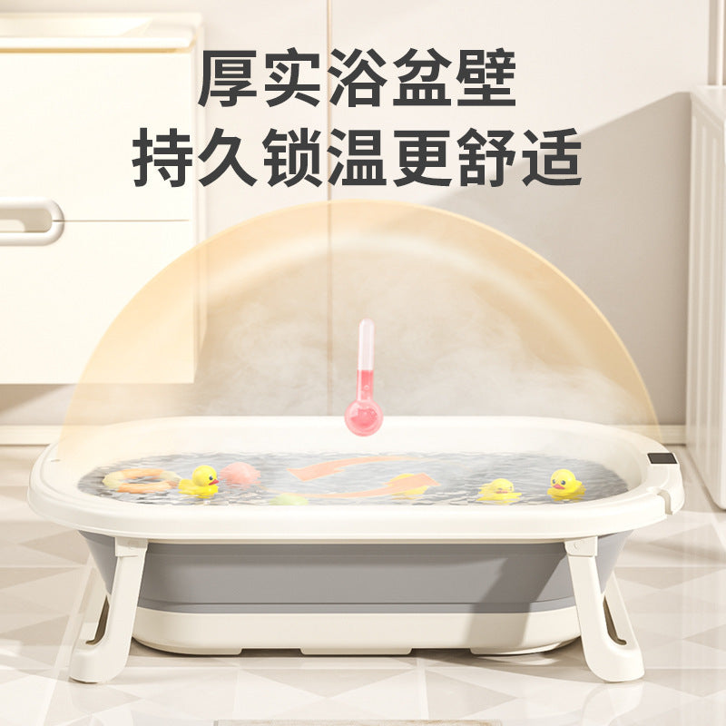Baby bathtub - sit & lie down, temperature-sensitive, foldable, for infants, toddlers, and newborns - home use