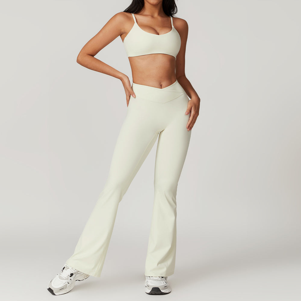 Eco-friendly recycled compression quick-dry yoga set - activewear running short sleeve set with racerback design - women's fitness apparel 8799