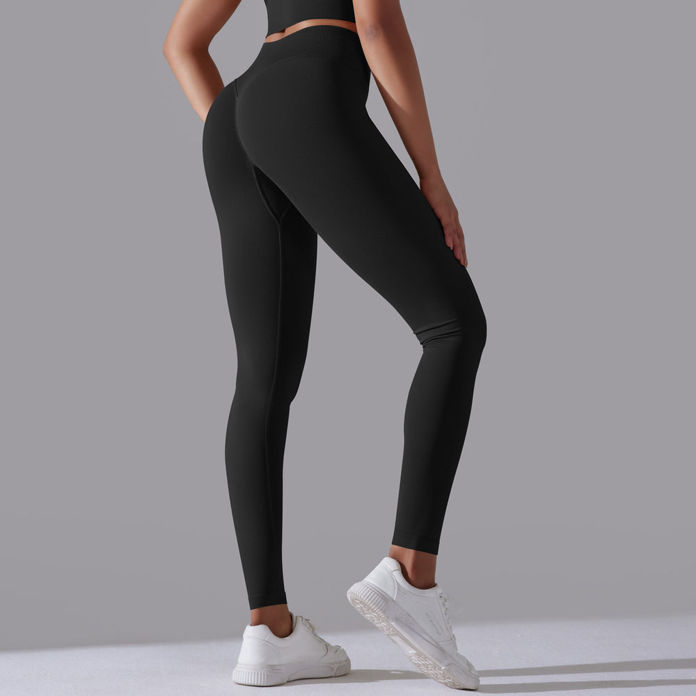 European and american new seamless yoga outfit sexy open-back workout set high-waisted butt-lifting leggings running fitness set