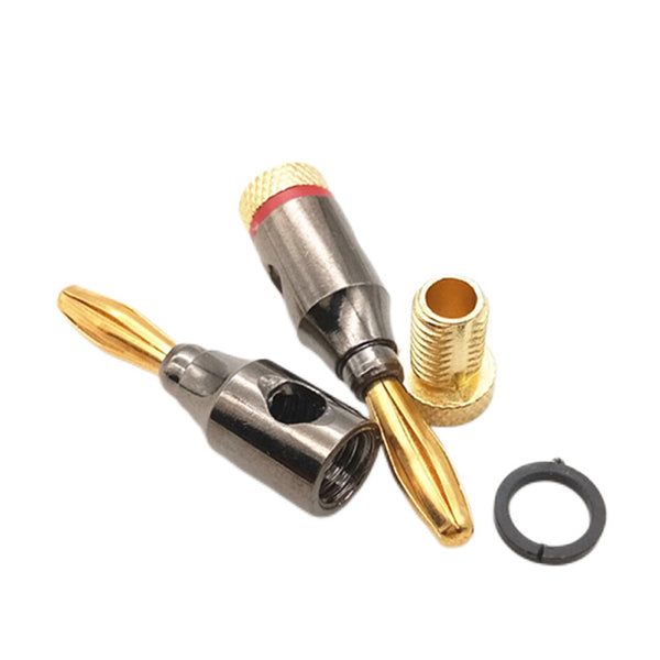 Solder-free black Budweiser gold-plated banana head power amplifier audio speaker speaker cable plug terminal 4MM terminal