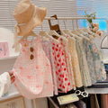 new girls' summer floral sleeveless princess dress - sweet & cute style, round neck cotton gauze dress