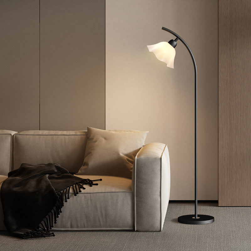 Cream petal full spectrum floor lamp - stepless dimming smart eye-care lighting for living room, bedside table, study, and bedroom