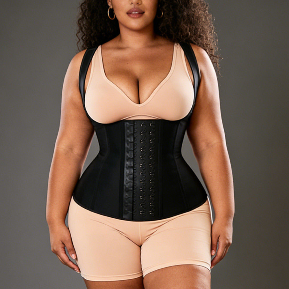 [latex breasted] rubber strap corset vest fishbone corset latex abdominal support breast shaping garment
