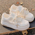 Premium soft-soled white sneakers for women - new autumn 2026 collection: versatile casual athletic shoes with breathable mesh and hidden wedge heel