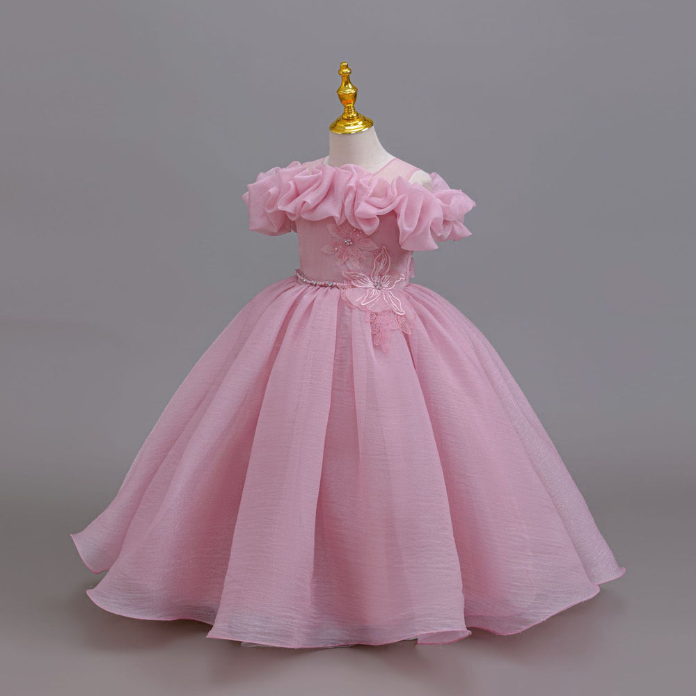 New arrival: children's formal dress - bubble shoulder wedding dress, princess style, flower girl performance dress