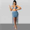 Amazon  hot selling women's skirt fashionnew arrivalhigh waistsexyexport woven belt denim skirt