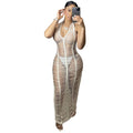 sourcing: new women's beach knit maxi dress - sexy sheer deep v-neck halter tie-up bodycon dress