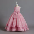 Ready-to-ship wholesale children's polka dot formal dresses, featuring large bow princess skirts for girls, high-end flower girl dresses, and kids' dresses