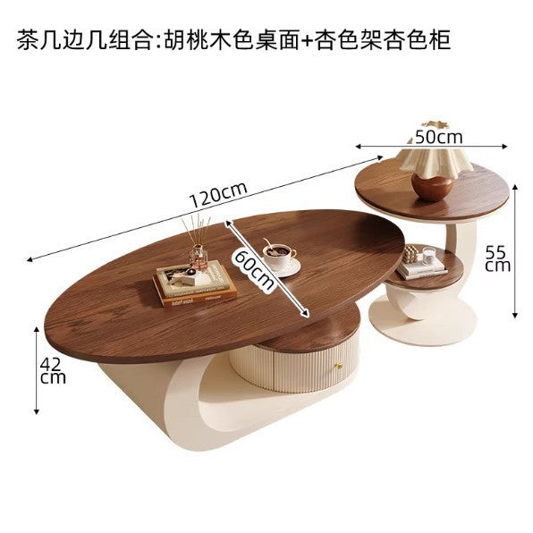 Medieval style wooden coffee table wabi-sabi style frenchretrofor home living room small apartment designer classy sense tea table
