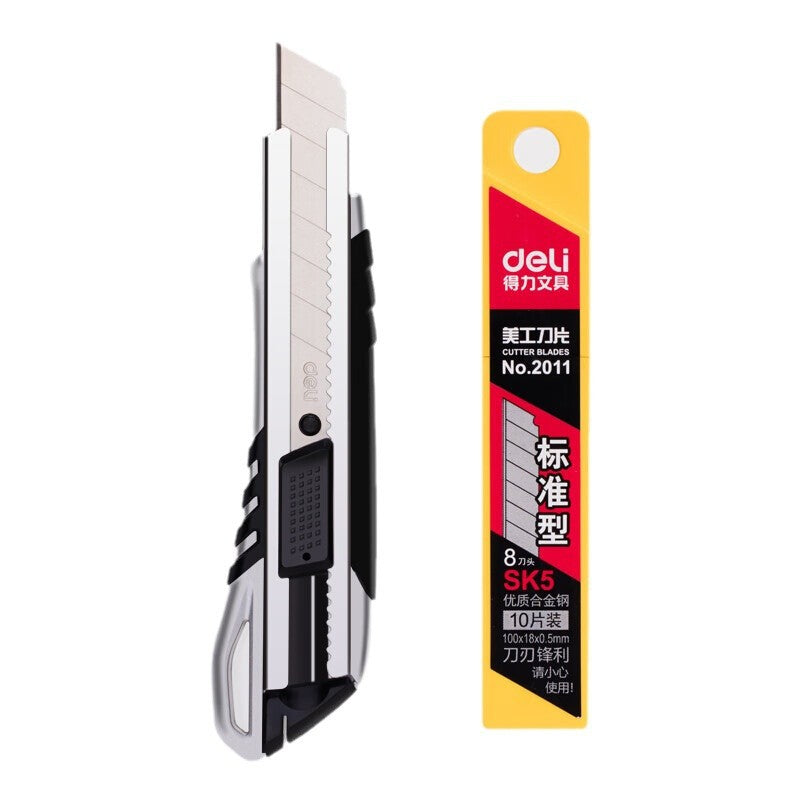 Deli 33416 zinc alloy utility knife set, 1 paper cutter + 1 box of alloy steel utility blades