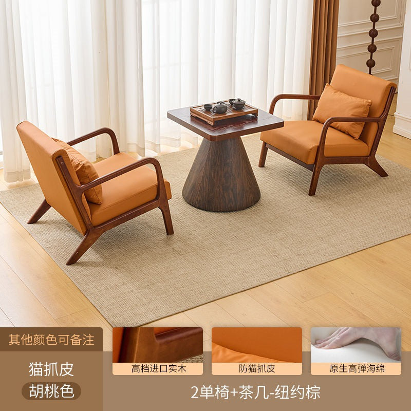 Balcony tea table and chair combination small apartment one table and two chairs household solid wood simple three-piece set reading and drinking tea cp