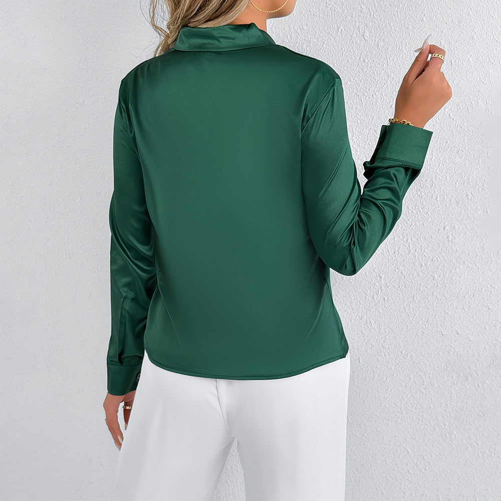 Real shot cross-border  women's summer satinshirtwhite women's export satin tops shirt wholesale