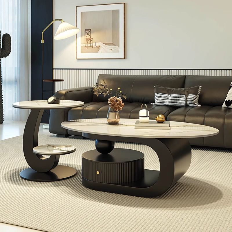 Accessible luxury italian slate coffee table cream style tea table tea table for home living room popular popular simple rental house coffee table