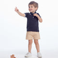 Boys' summer two-tone t-shirt & polo shirt romper set - cotton short sleeve shorts two-piece outfit for infants and toddlers