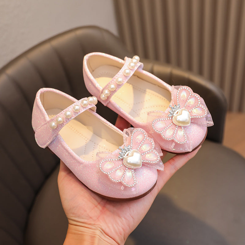 spring/autumn korean style new girls' leather shoes, export order, princess flats, children's velcro performance dance shoes