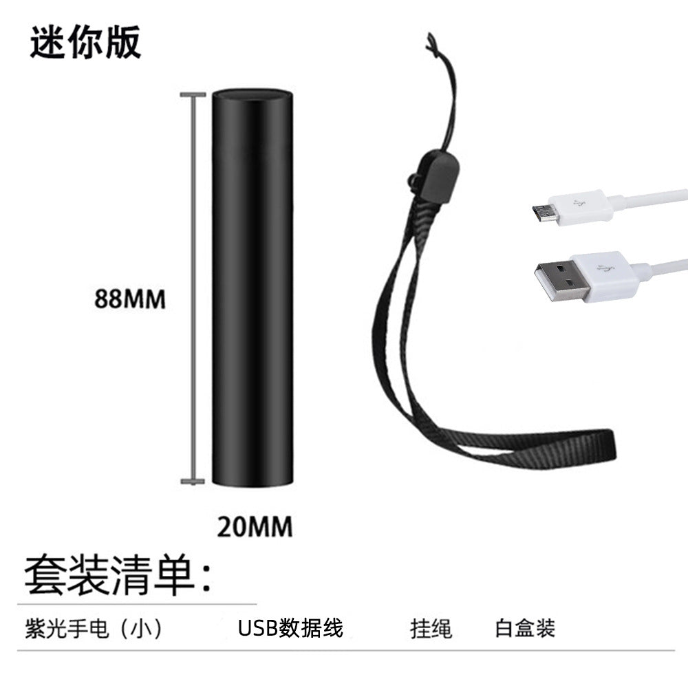 365UV purple light vegetable pesticide residue identification flashlight anti-counterfeiting banknote inspection manicure jade wood's cat moss lamp flashlight