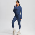 Cloud-soft slim-fit brushed nylon pocket pant set - quick-dry, breathable yoga, running, and fitness activewear three-piece set