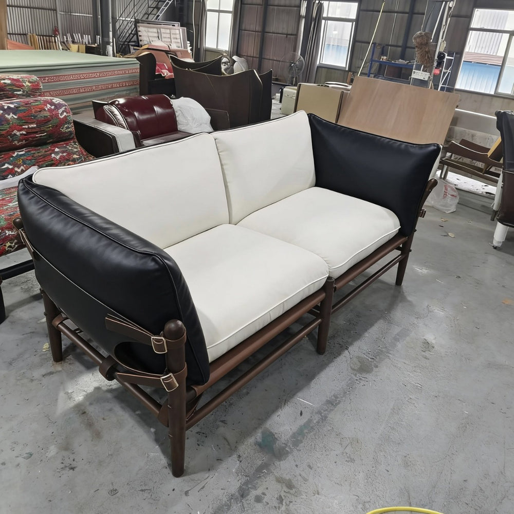 Used leather solid wood b&b art upholstered casual chair designer style living room saddle leather chair wabi-sabi style living room sofa