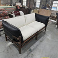 Used leather solid wood b&b art upholstered casual chair designer style living room saddle leather chair wabi-sabi style living room sofa