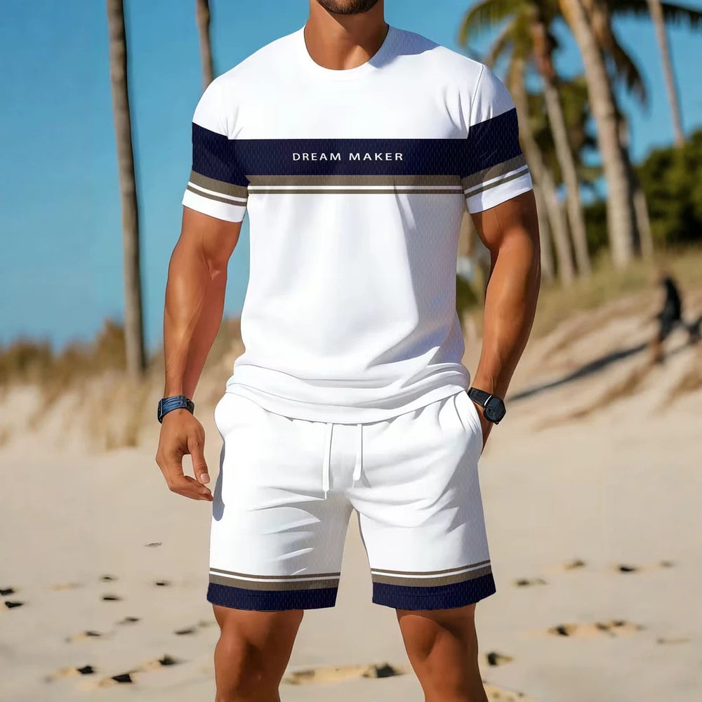men's short-sleeve and shorts set, casual sportswear set, 3d printed cross-border hot seller, dropshipping available