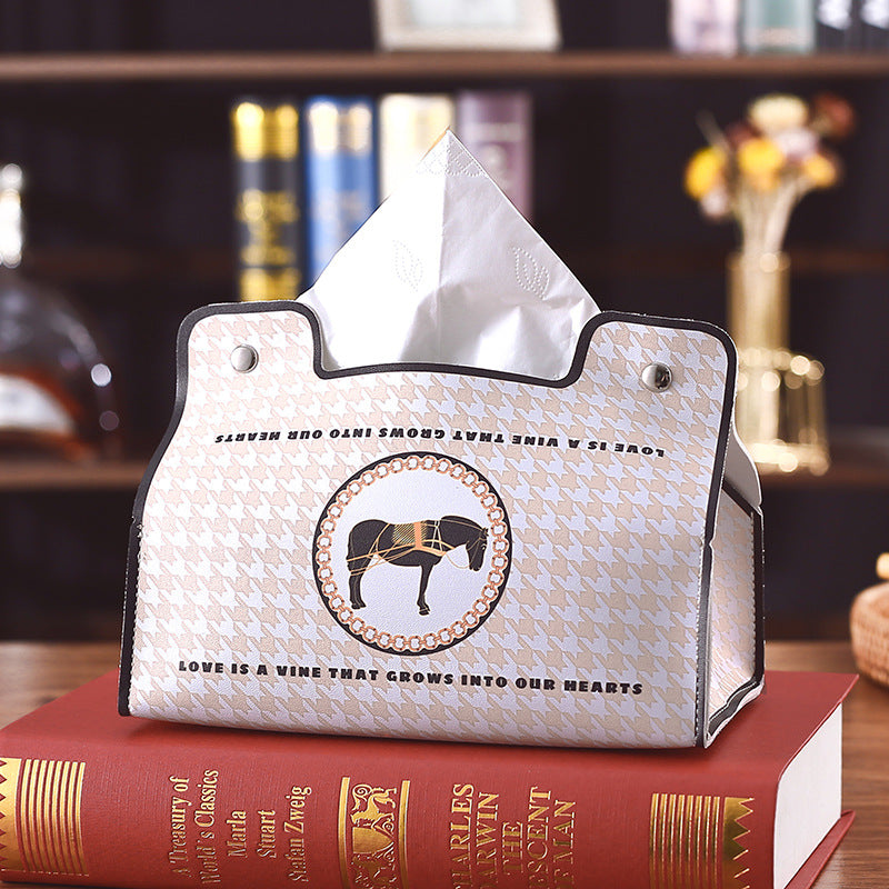 Light luxury atmosphere home pumping carton kitchen bedroom living room dining room universal tissue box car leather napkin box