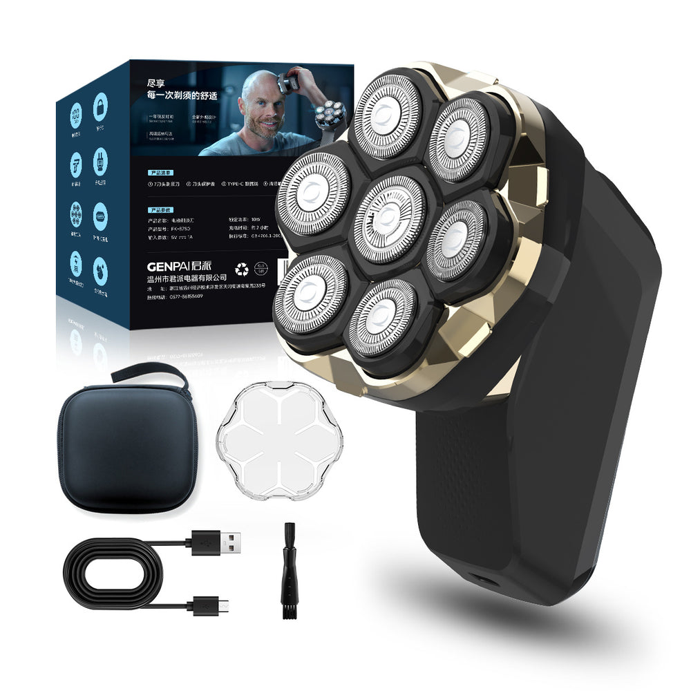 exclusive shaving head handy gadget men's variable speed electric shaver magnetic suction 7 blade shaving razor washable dual-use