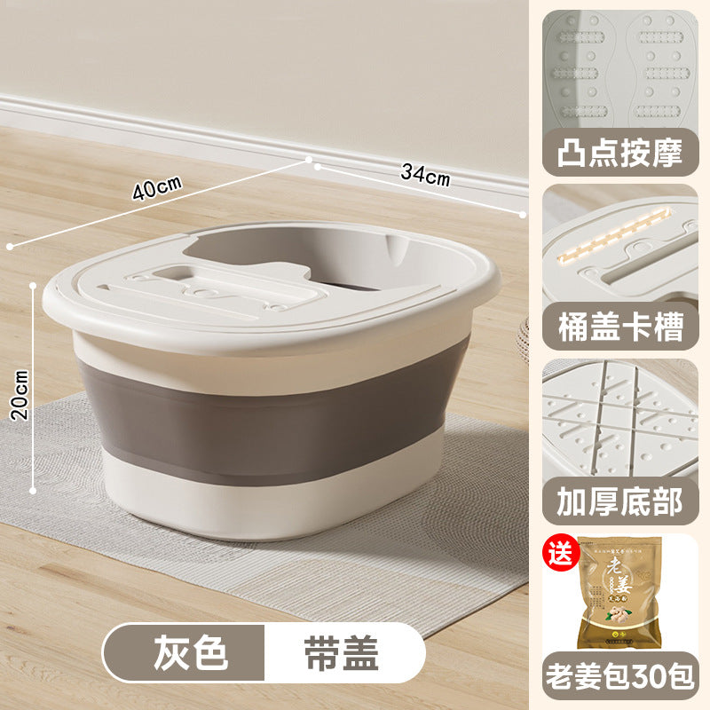 Collapsible foot soak bucket - portable, thickened foot bath basin for home use - calf-height, insulated foot washing basin - dropshipping available