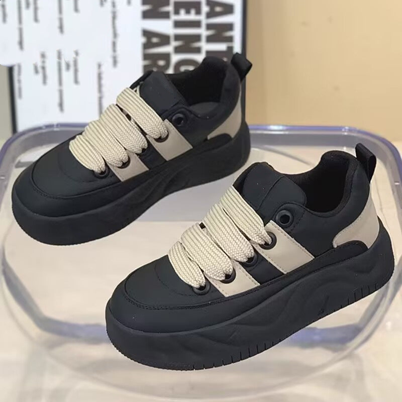 2025 spring/autumn new retro chunky sneakers - women's platform shoes, breathable wedge sneakers, casual athletic shoes