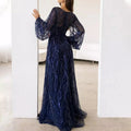 2025 cross-border fashion sequin dress - minimalist v-neck tassel beaded tie-up maxi party dress