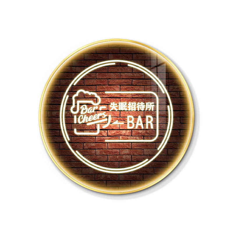 LED luminous bar hanging painting round neon light text KTV decorative painting barbecue hot pot restaurant restaurant box mural