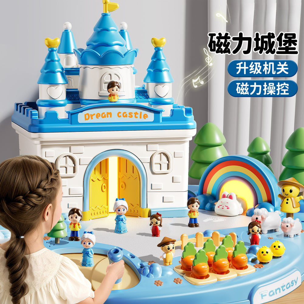 Girls' magnetic pretend play toy set - elsa princess castle (3 castles) - perfect birthday gift for 6-year-olds and 5-year-olds