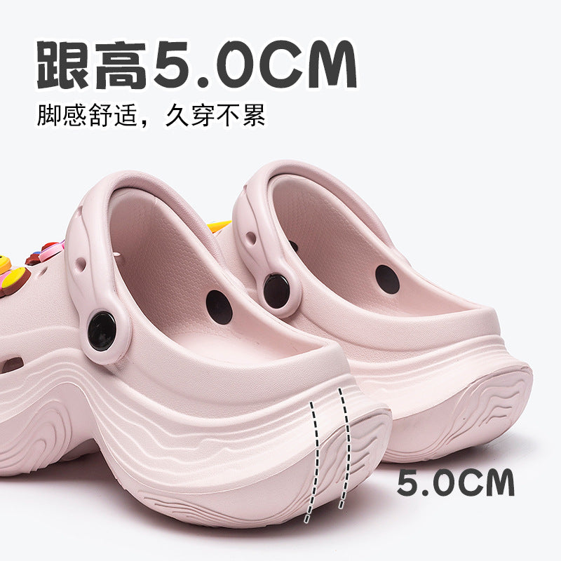 Spongebob squarepants thick sole goddess nightclub high heels crocs summer heightened toe beach sandals women's slippers