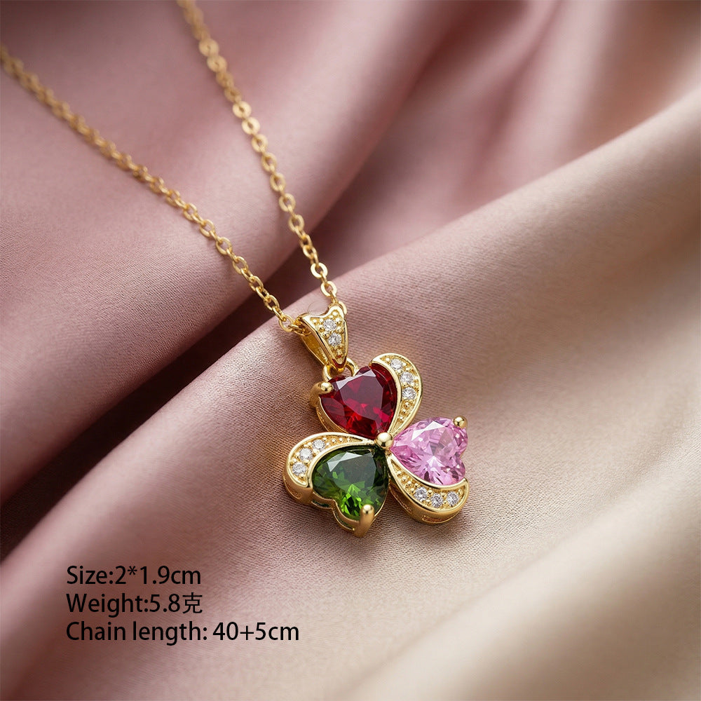 accessible luxury hot-selling new arrival copper inlaid zirconium flower necklace for women accessible luxuryfashion non-fading earrings clavicle chain accessories