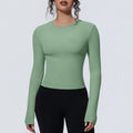 new arrival sports nude waist silmlong sleeves breathable yoga clothes t-shirt running training fitness tops for women