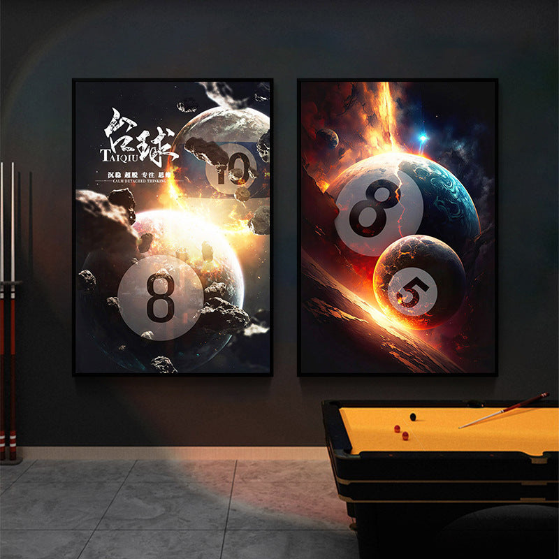 Trend billiard room luminous decorative painting imitation abyss mirror cyberpunk astronaut hanging painting billiard hall luminous lamp painting