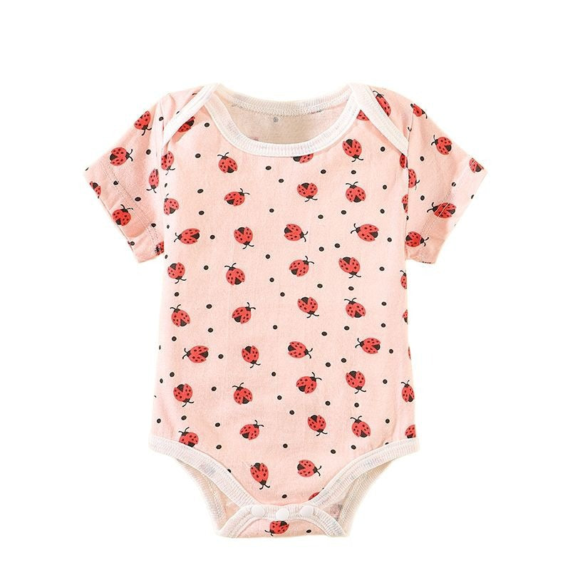 Baby romper spring autum triangle crawling short-sleeved male and female baby cotton 0-1 year old jumpsuit girl butt wrap