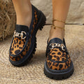 plus size slip-on leopard print loafers for women  spring & fall new arrivalthick soleflats british style small leather shoes for women