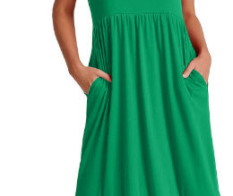 Spot 2024 new women's clothing   explosion temperament round neck pleated solid color pendulum dress