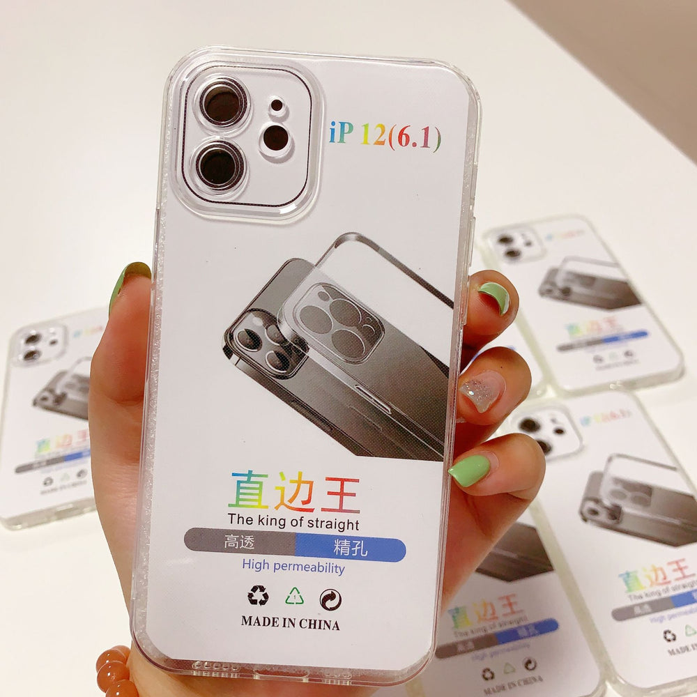 Suitable for apple 15pro straight edge king transparent mobile phone case iphone 13 all-inclusive anti-fall fine hole tpu protective cover xr