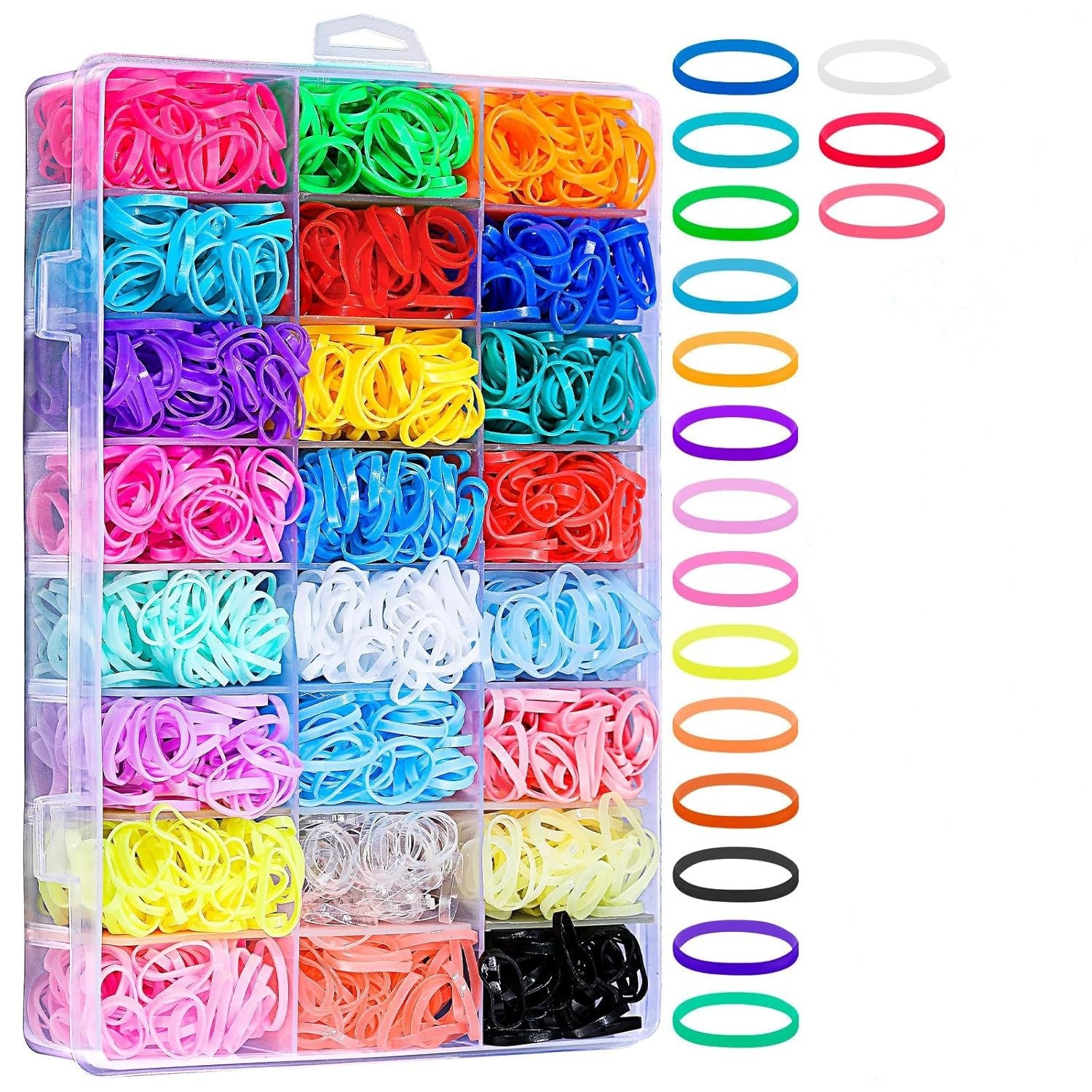 Cross-border special for children's rubber bands, colored hair ropes, 24/28/32-color boxed head ropes, hair pulling needles, pointed tail combs