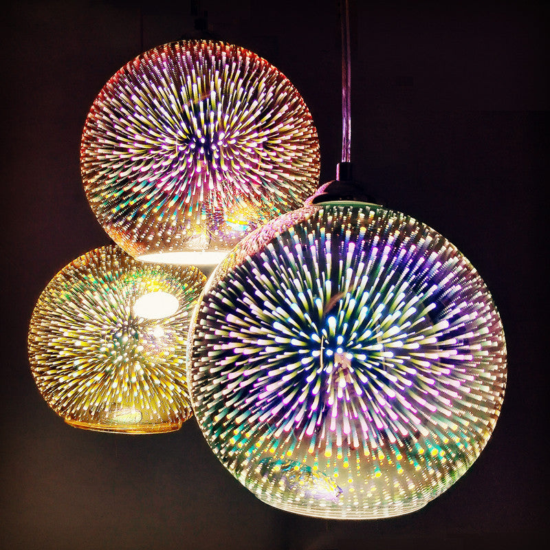 Creative personality LED color 3D glass chandelier Nordic post-modern simple catering store restaurant bedroom lighting